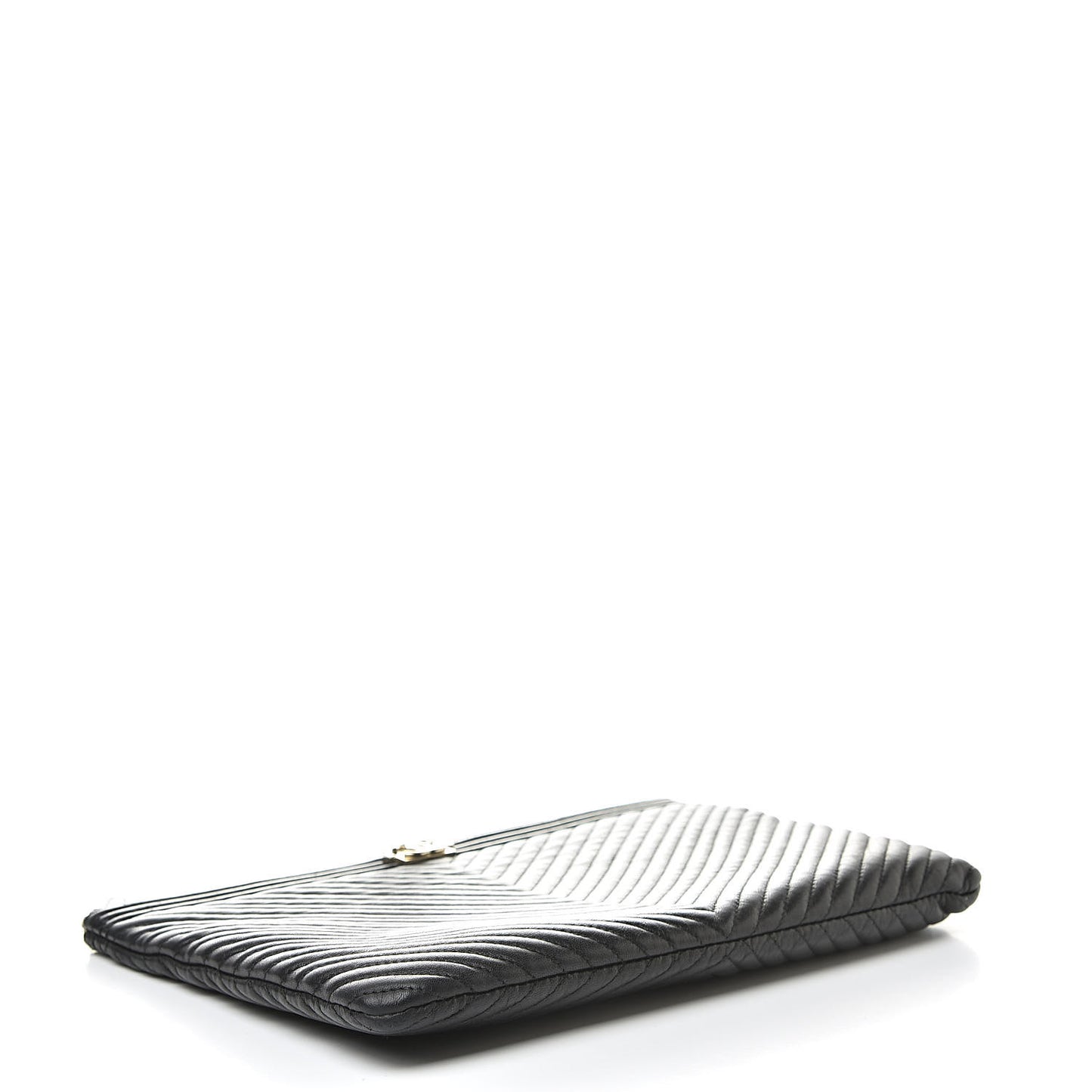 Calfskin Chevron Medium Boy Cosmetic Case Black
