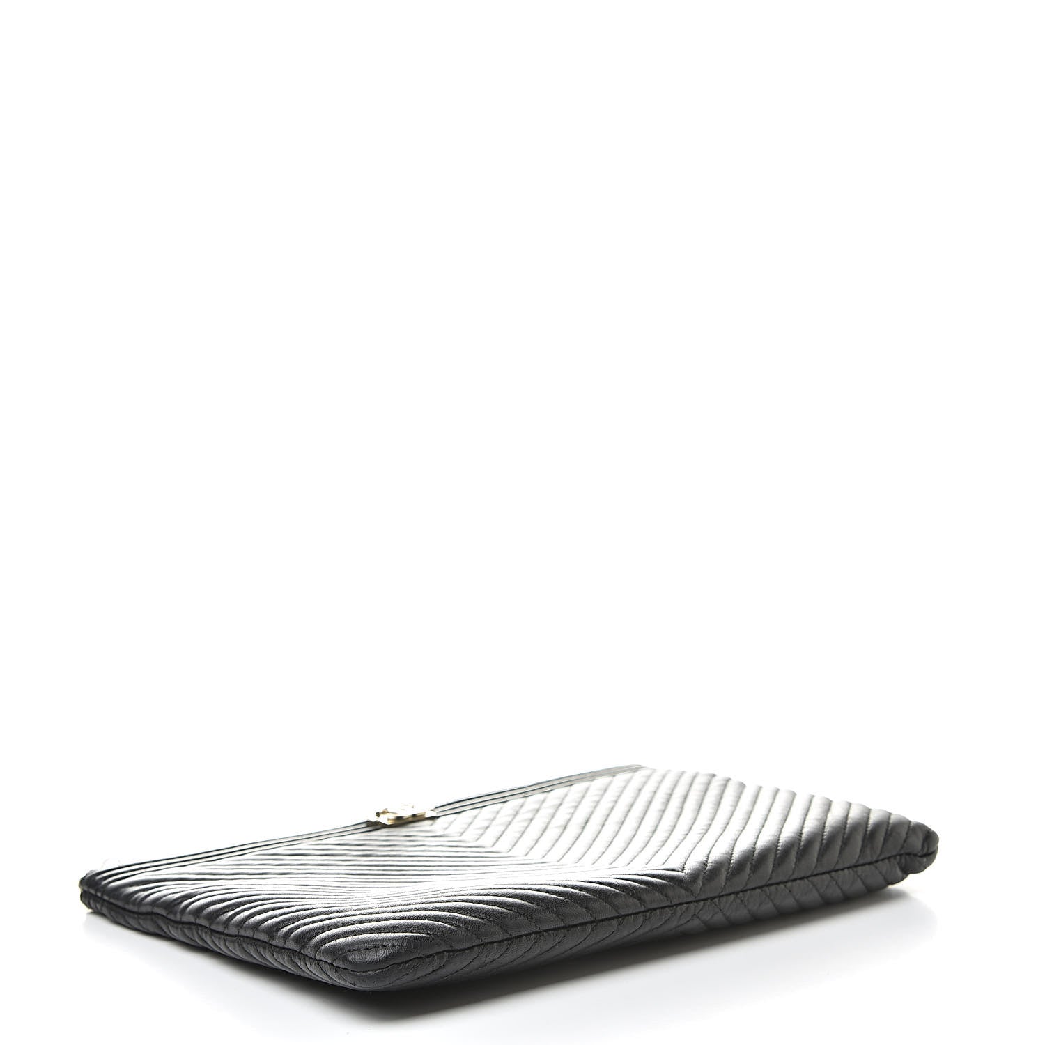 Chanel Calfskin Chevron Medium Boy Cosmetic Case Black 4 of 11
