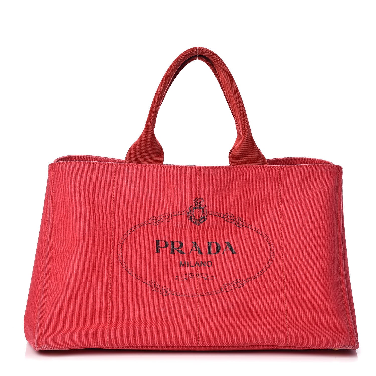 Prada Canapa Large Logo Shopping Tote Rosso 1 of 14