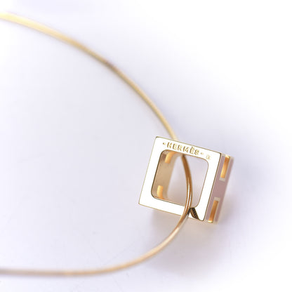 Hermes Gold Cage d'H Pendant Necklace Orange 4 of 5