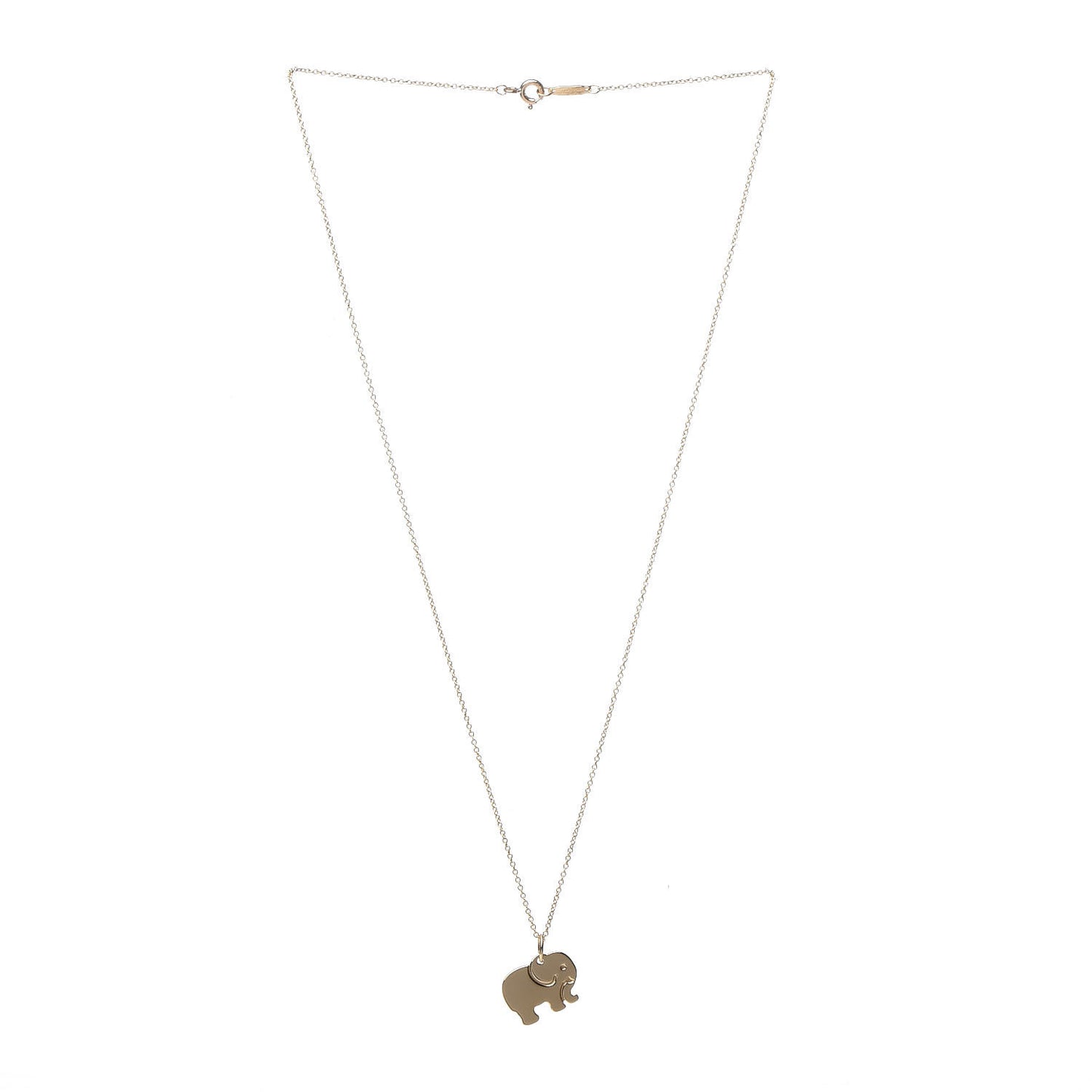 18K Yellow Gold Elephant Never Forgets Pendant Necklace