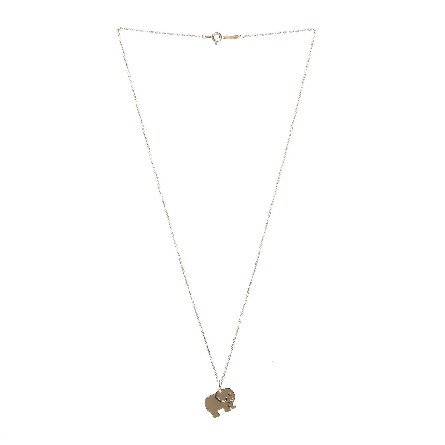 Tiffany 18K Yellow Gold Elephant Never Forgets Pendant Necklace 3 of 8