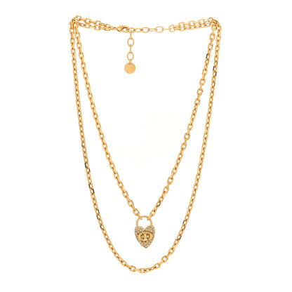 Christian Dior Crystal Heart Necklace Gold 3 of 5