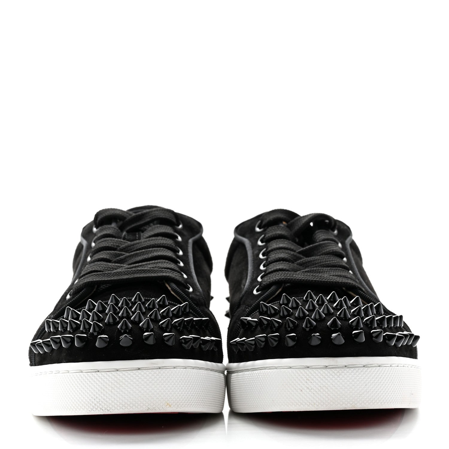 Christian Louboutin Veau Velours Spikes Womens Vieira Flat Sneakers 37 Black 2 of 14