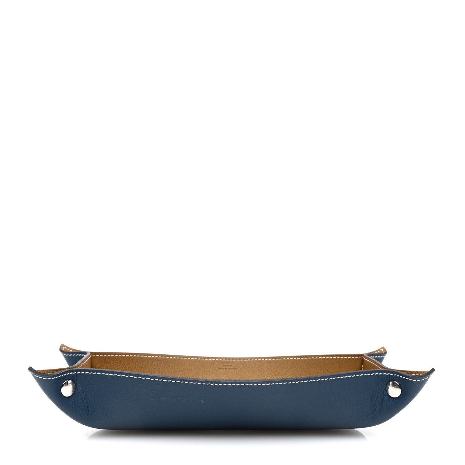 Hermes Taurillon Mises et Relances H Evelyne Pencil Case Kraft Bleu Regate 1 of 6
