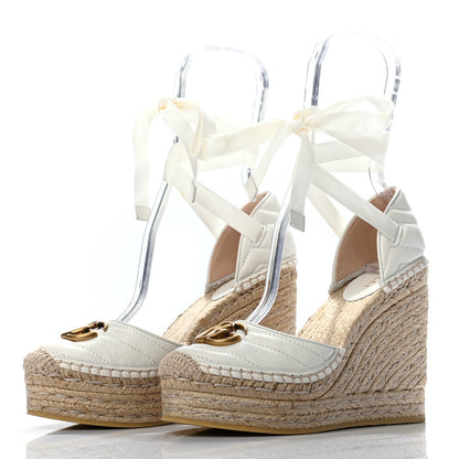 Gucci Nappa Matelasse GG Marmont Ankle Wrap Platform 35/120mm Espadrille Wedges 36.5 Great White 3 of 8