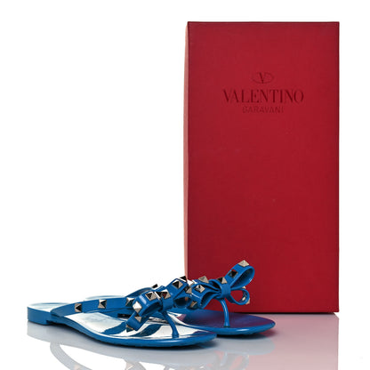 Valentino Garavani PVC Jelly Rockstud Bow Thong Sandals 36 Blue 8 of 8