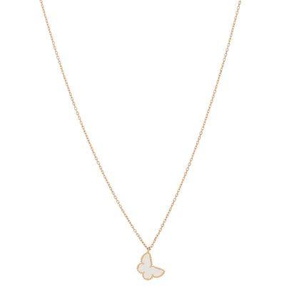 Van Cleef & Arpels 18K Yellow Gold Mother of Pearl Sweet Alhambra Butterfly Pendant Necklace 1 of 4