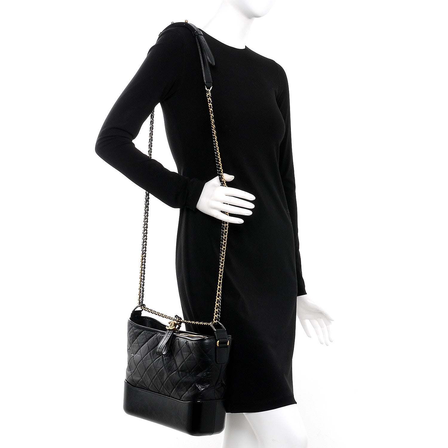 Chanel Aged Calfskin Quilted Medium Gabrielle Hobo Black 2 of 7