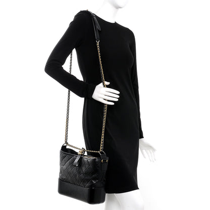 Chanel Aged Calfskin Quilted Medium Gabrielle Hobo Black 2 of 7