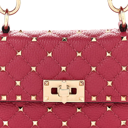 Valentino Garavani Grained Calfskin Small Rockstud Spike Shoulder Bag Berry Pink 7 of 9