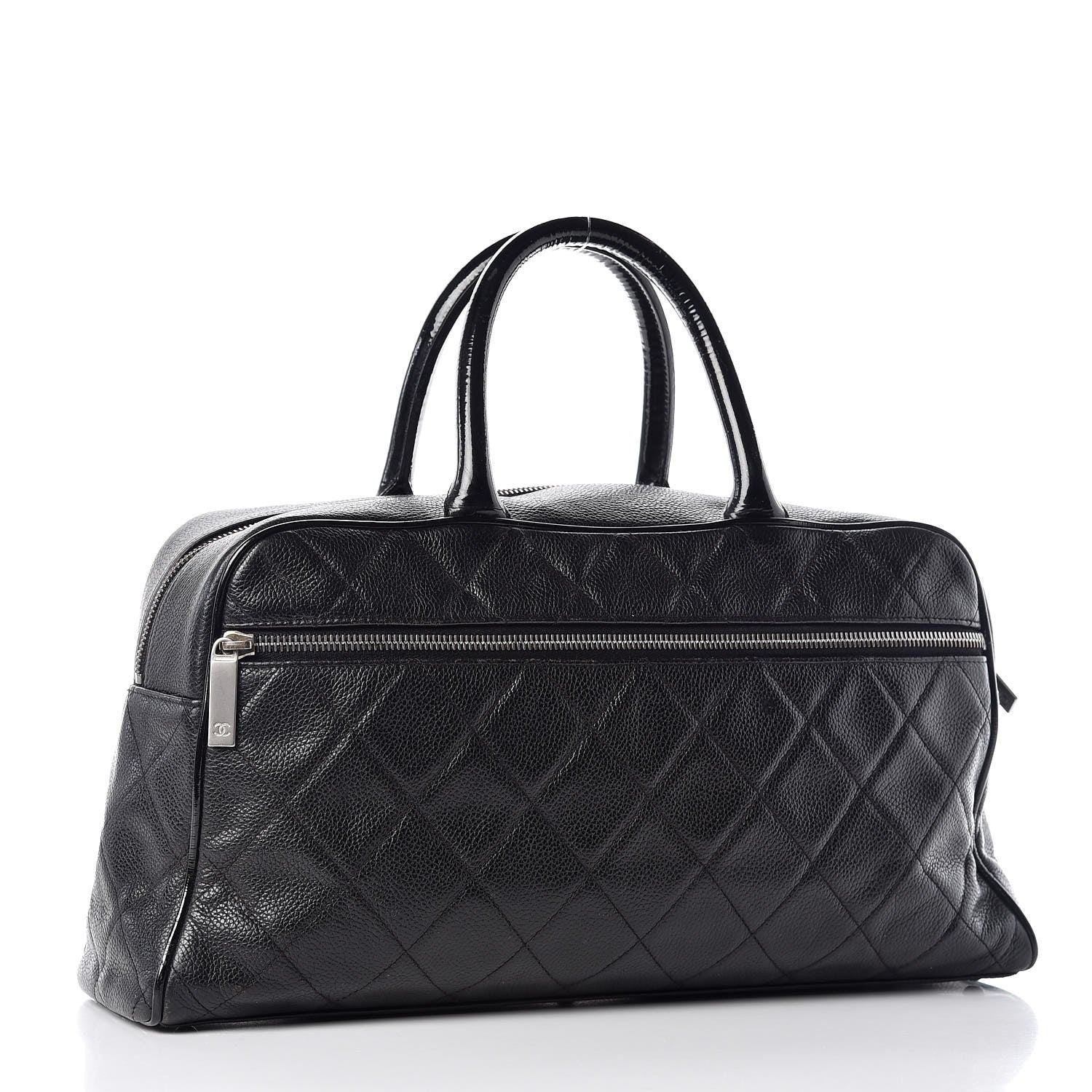Chanel Caviar Patent Quilted Large Bowler Black 3 of 17