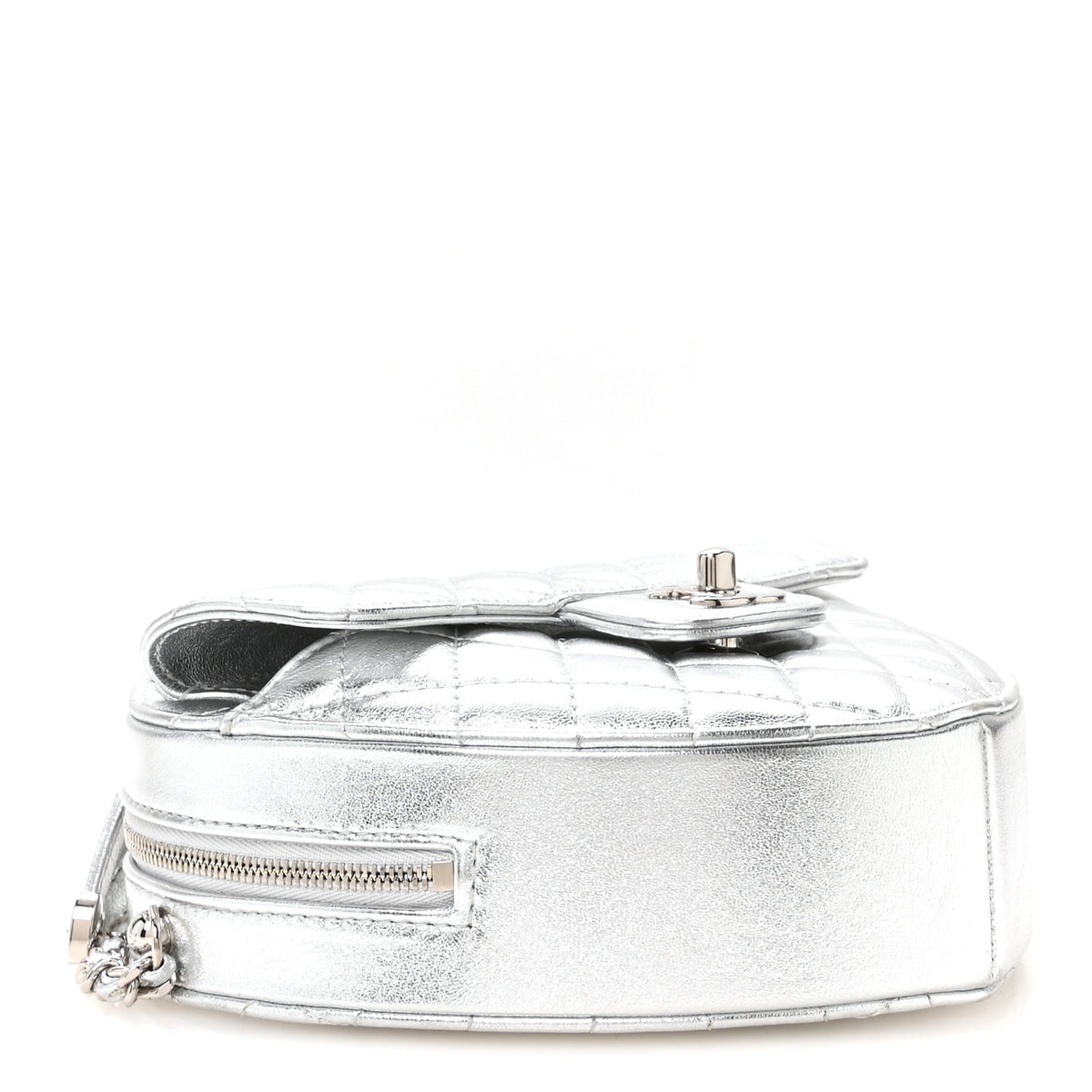 Chanel Metallic Lambskin Quilted Large CC In Love Heart Bag Silver 4 of 11
