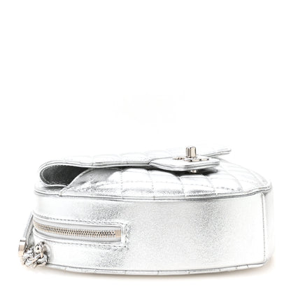 Chanel Metallic Lambskin Quilted Large CC In Love Heart Bag Silver 4 of 11