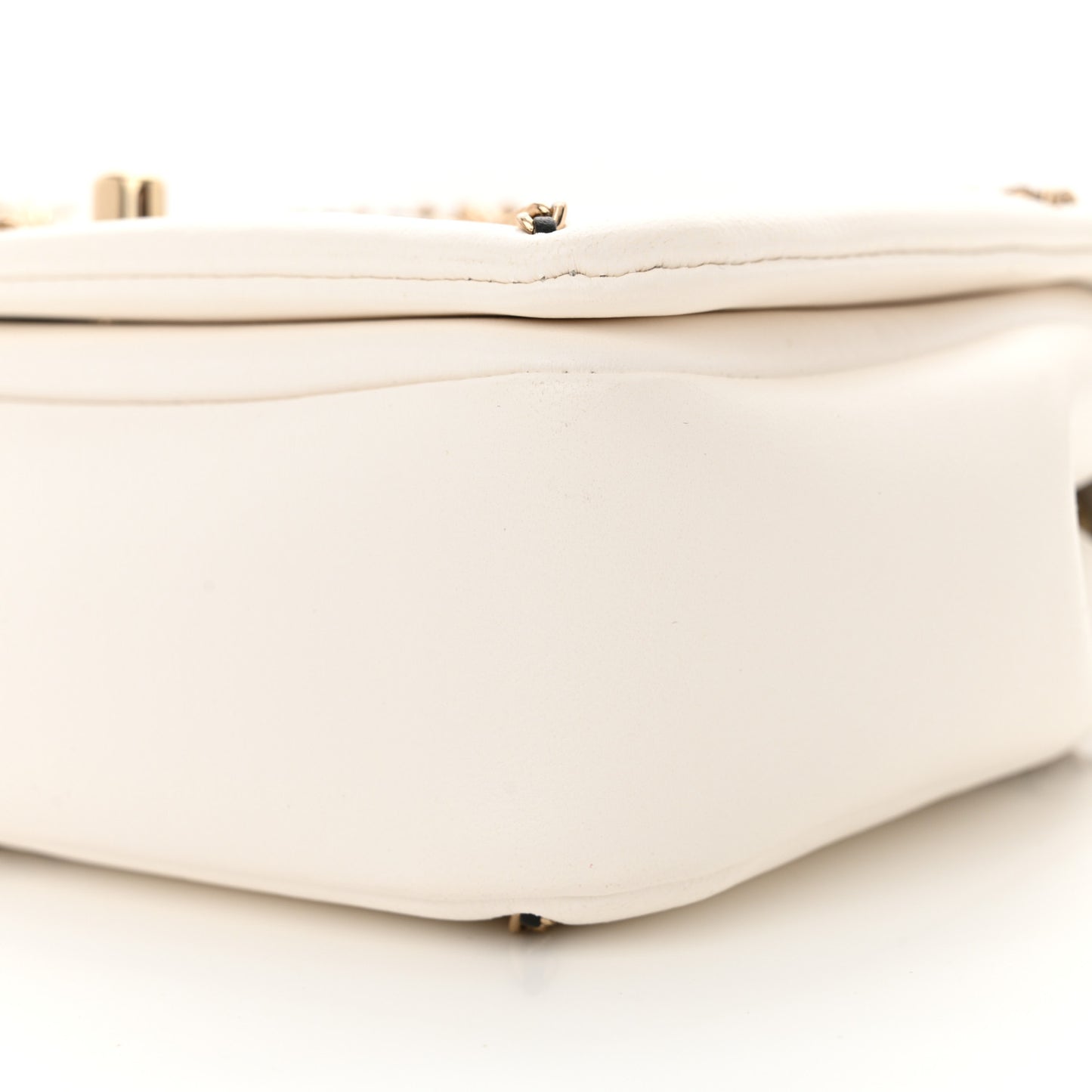 Lambskin Small Entwined Chain Flap White