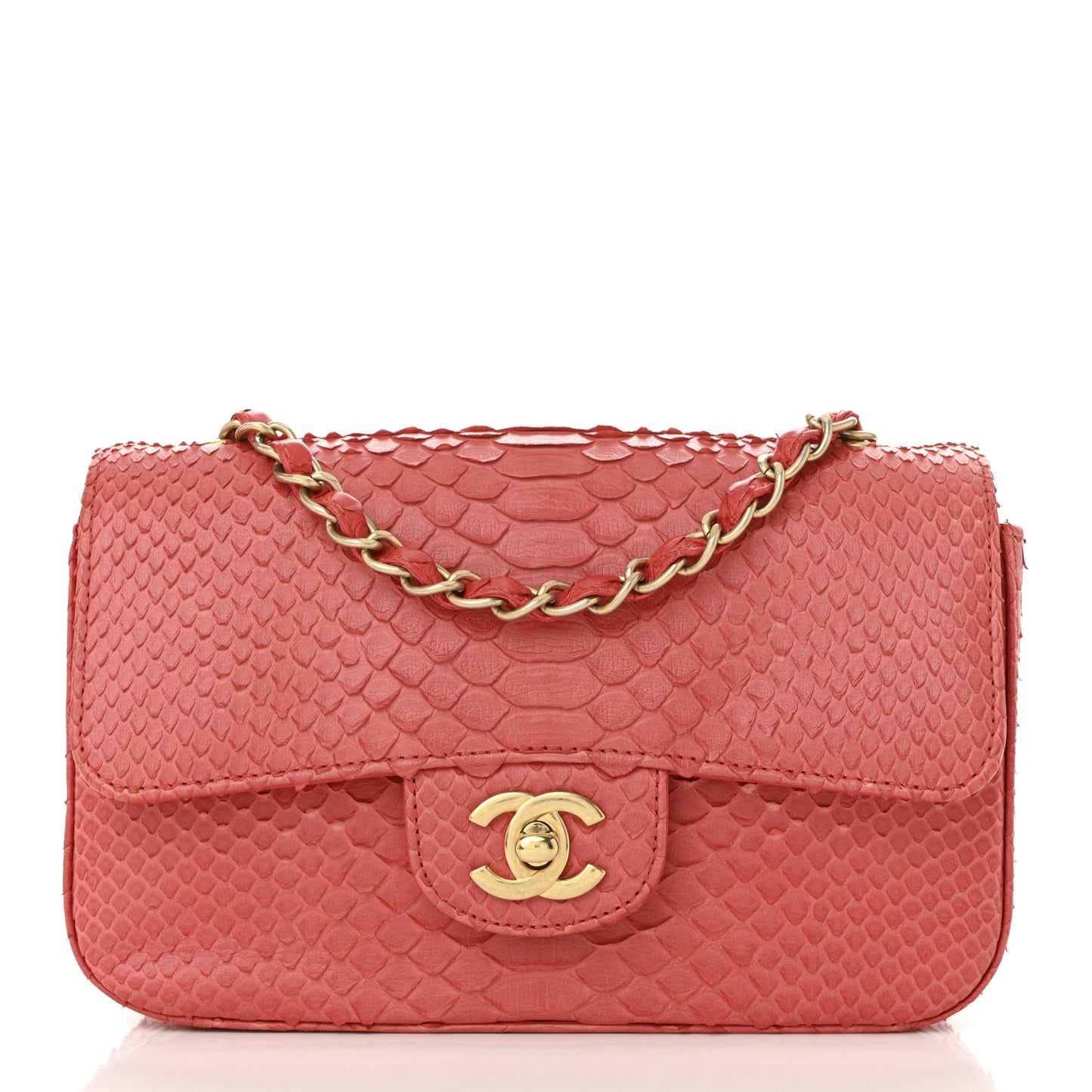 Snakeskin Mini Rectangular Flap Red