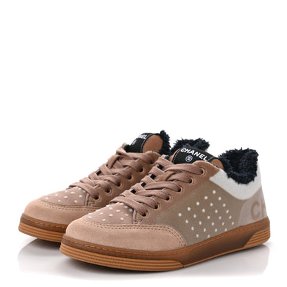 Chanel Fabric Suede Calfskin Logo Sneakers 36 Light Beige 3 of 7
