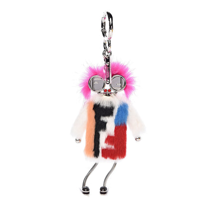 Fendi Rabbit Mink Fox Fur F is Fendi Teen Witch Bag Charm White Multicolor 1 of 3