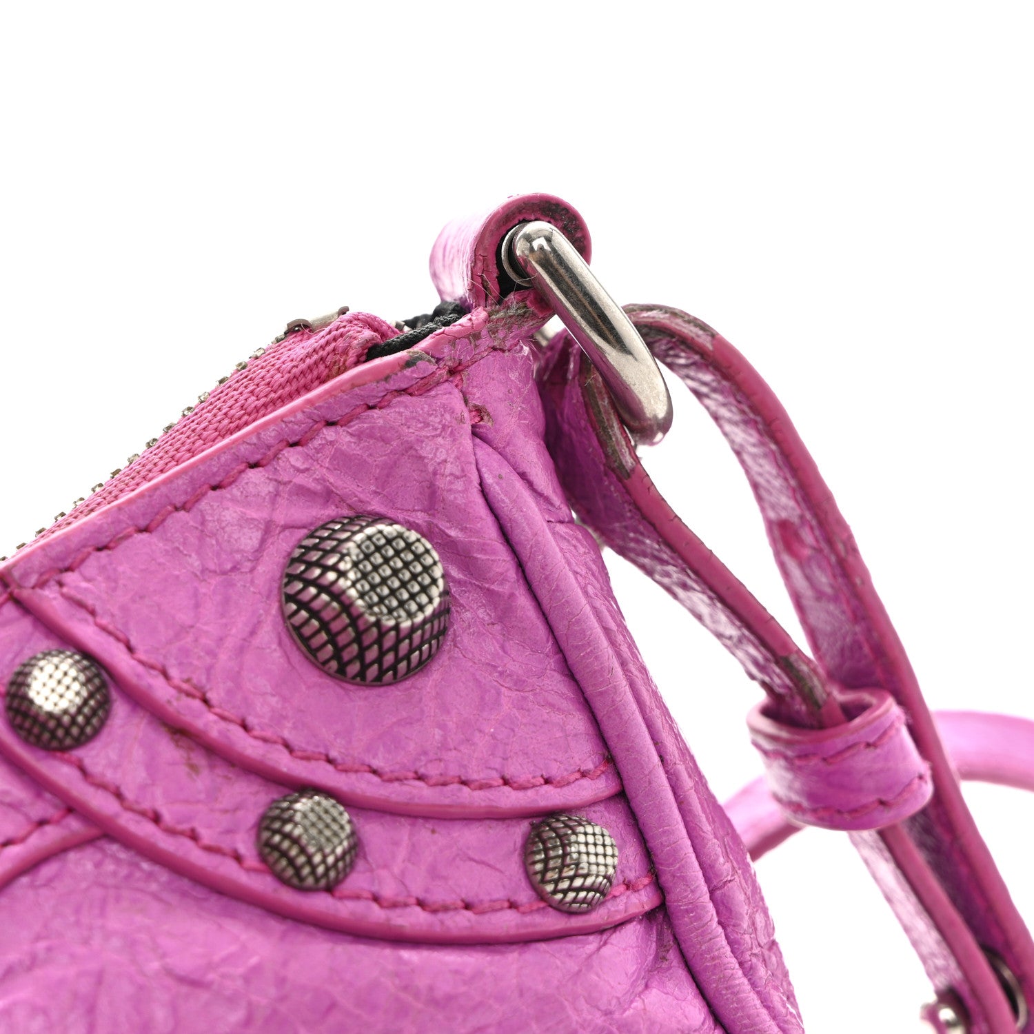 Balenciaga Agneau Arena Le Cagole Mini Purse With Chain Lipstick
