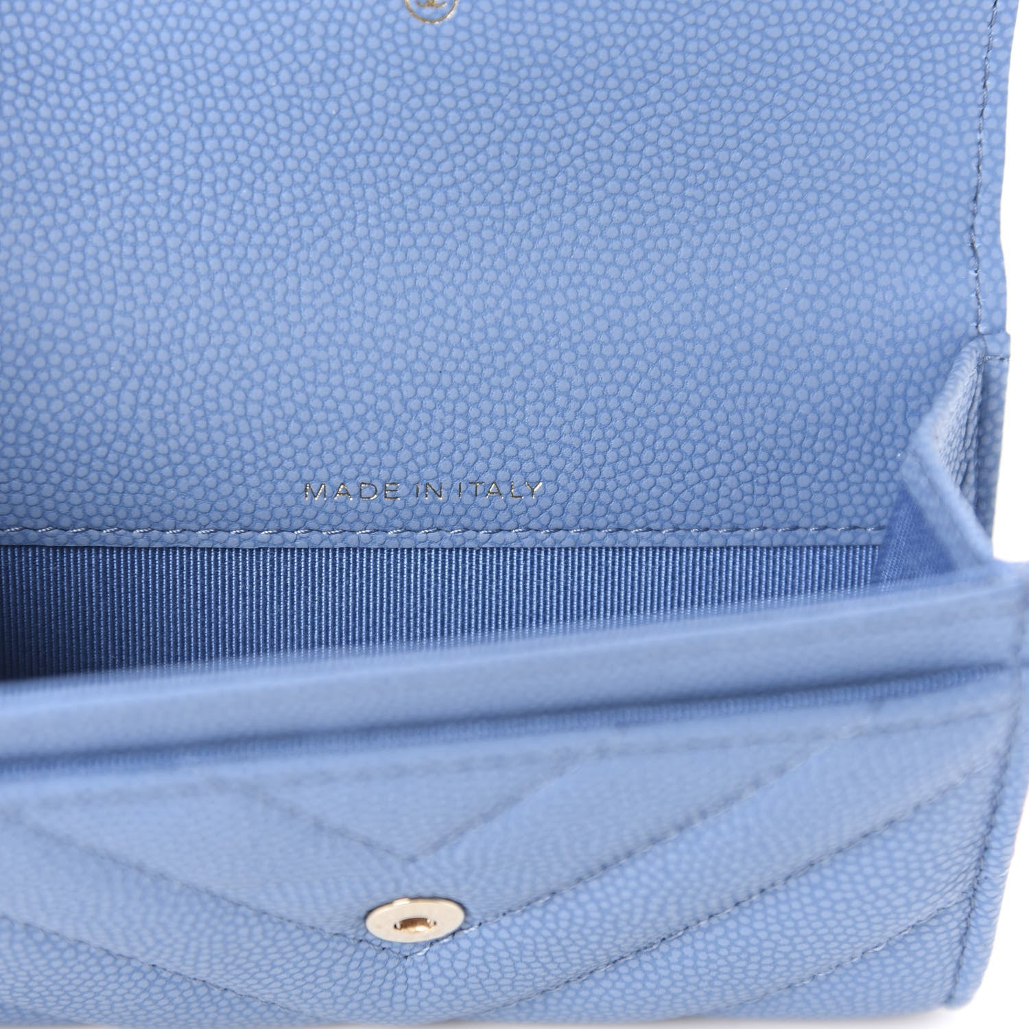 Chanel Caviar Flat Chevron Quilted Flap Card Holder Blue 8 of 9