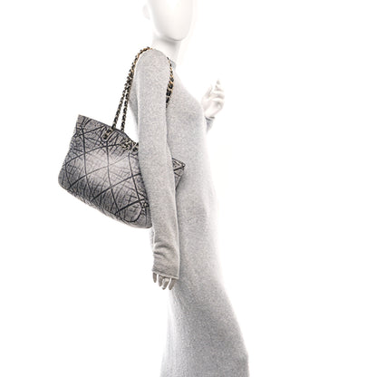 Chanel Washed Denim Quilted Chanel 19 East West Shopping Bag Black White 2 of 10