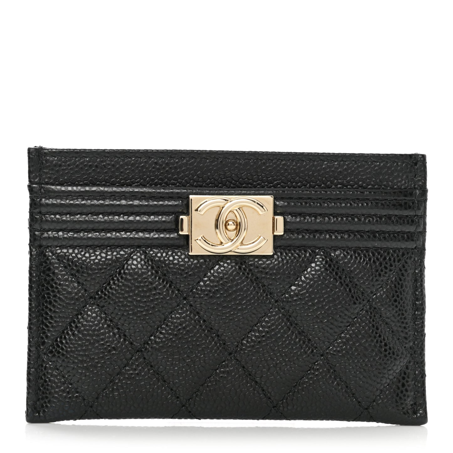 Caviar Quilted Boy Card Holder Black