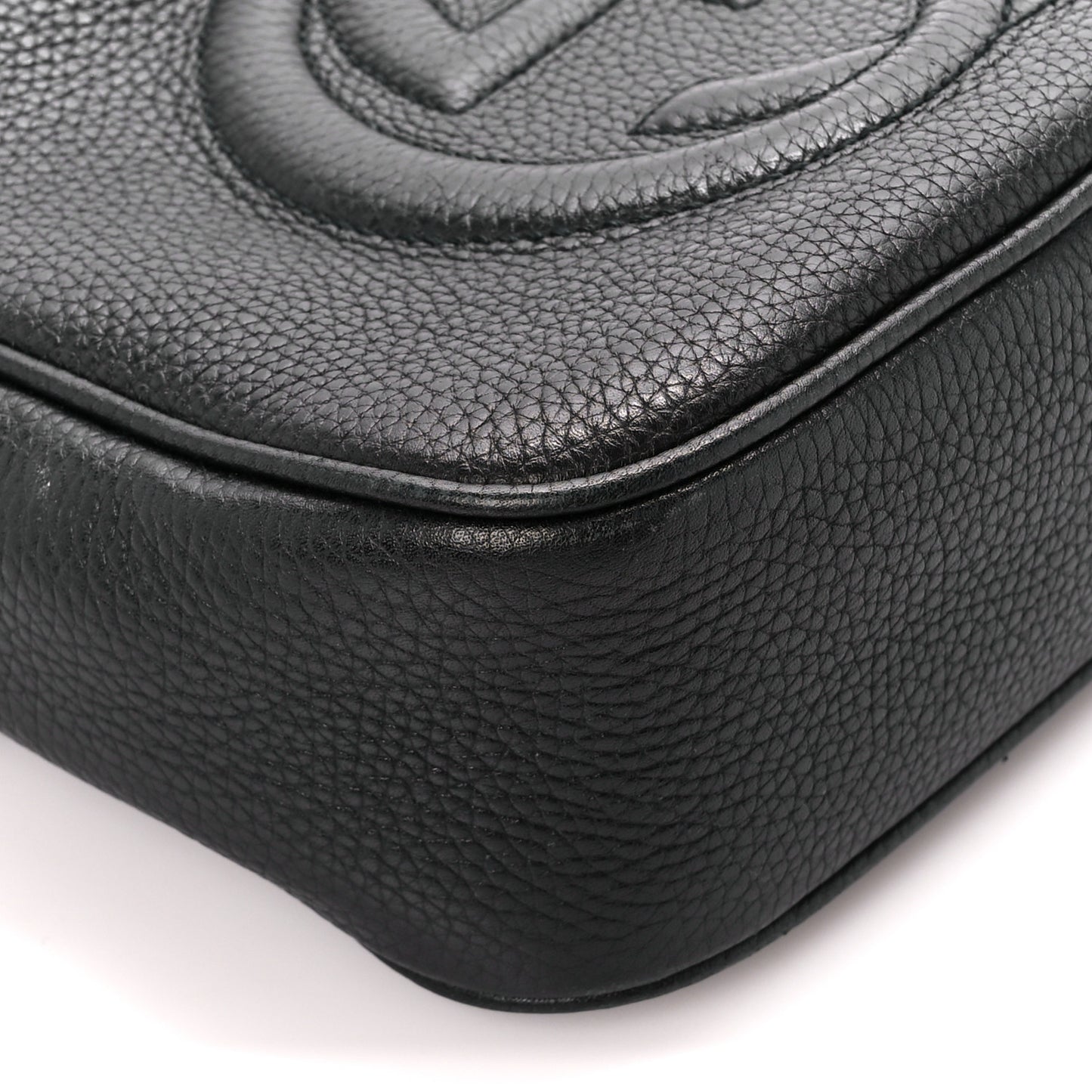 Pebbled Calfskin Small Soho Disco Bag Black