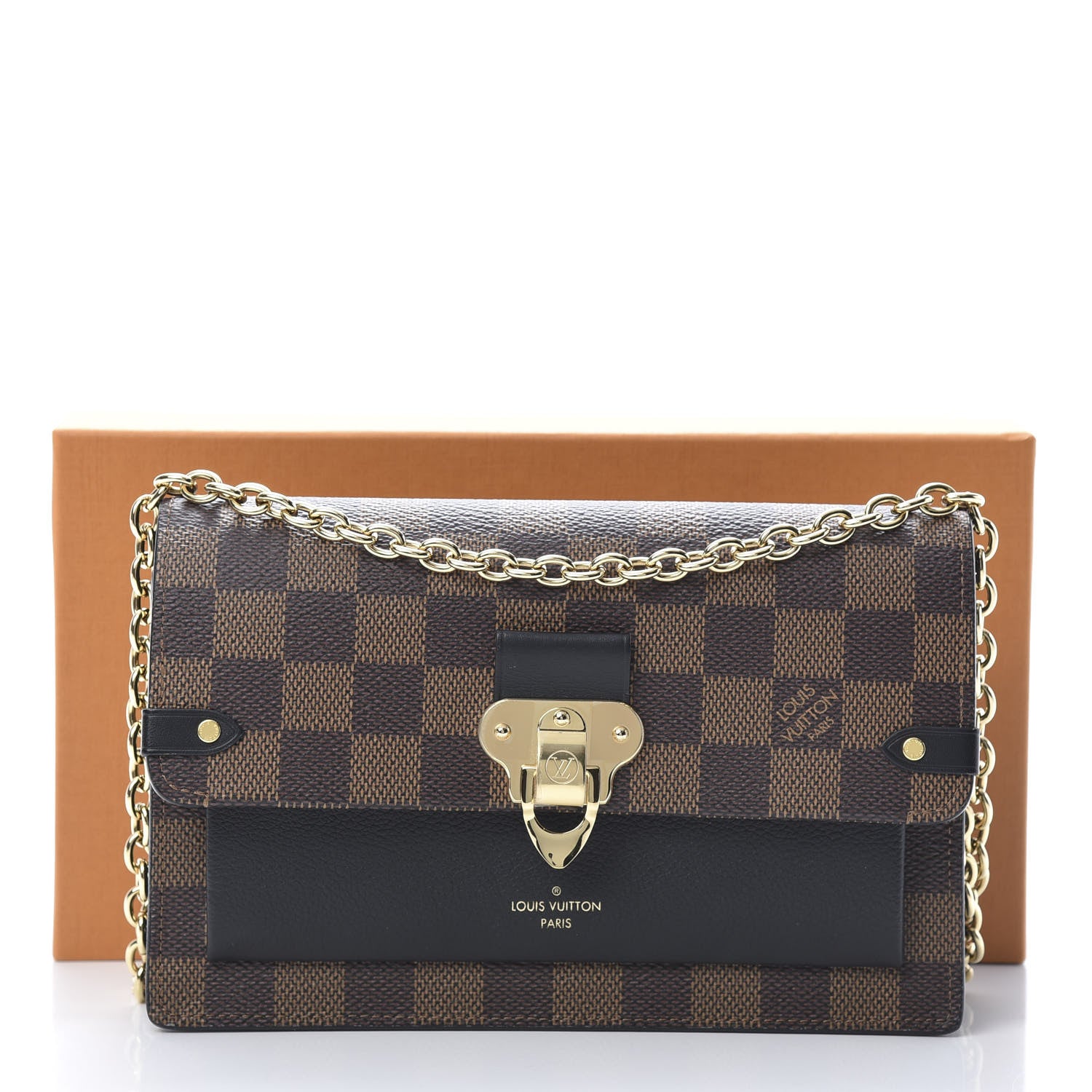 Louis Vuitton Damier Ebene Vavin Chain Wallet Black 12 of 12