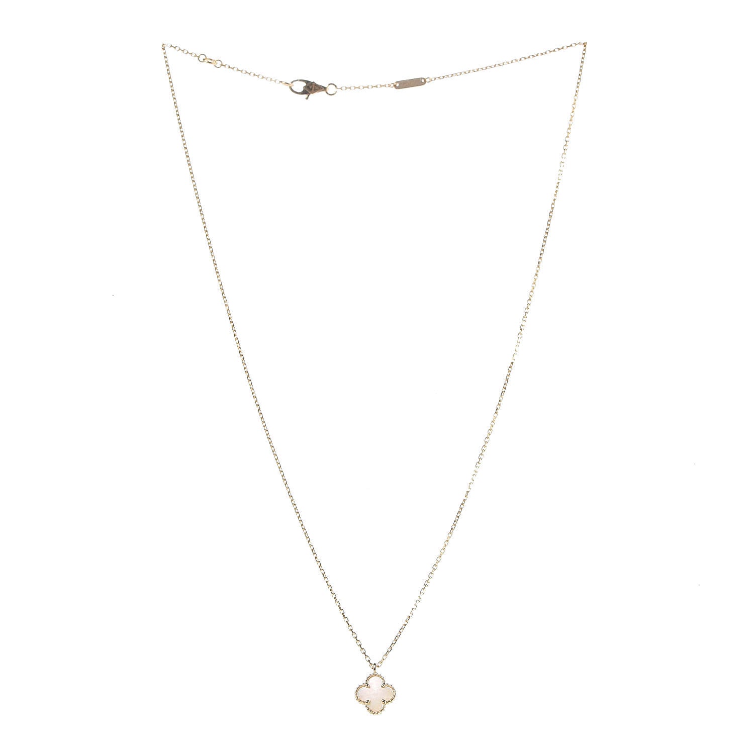 Van Cleef & Arpels 18K Yellow Gold Mother of Pearl Sweet Alhambra Pendant Necklace 3 of 7