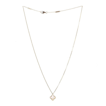 Van Cleef & Arpels 18K Yellow Gold Mother of Pearl Sweet Alhambra Pendant Necklace 3 of 7