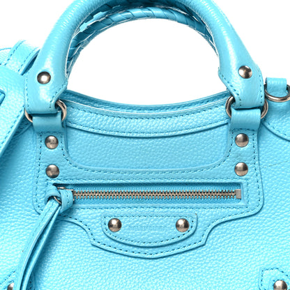 Balenciaga Grained Calfskin Neo Classic Silver Hardware Mini City Azur 8 of 10