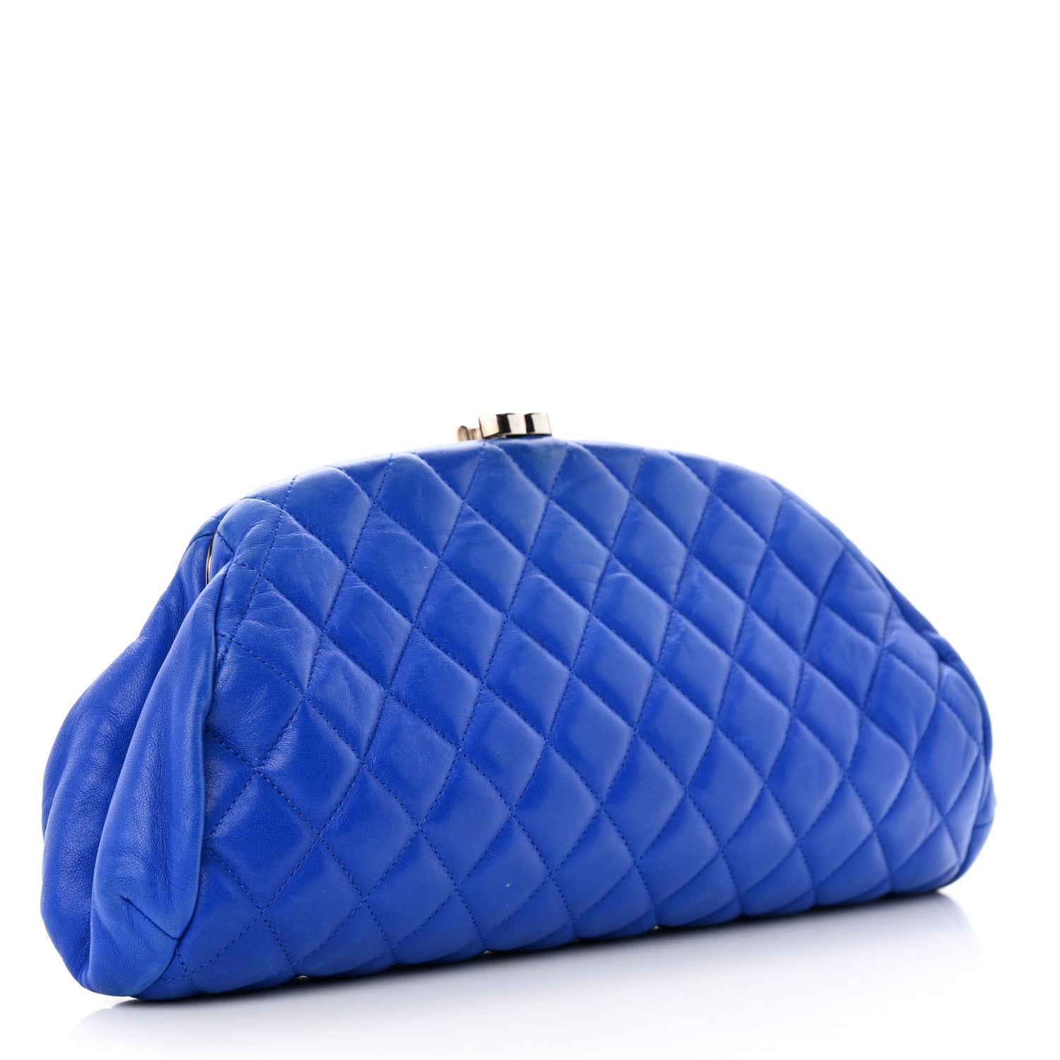 Chanel Lambskin Quilted Timeless Clutch Blue 3 of 15