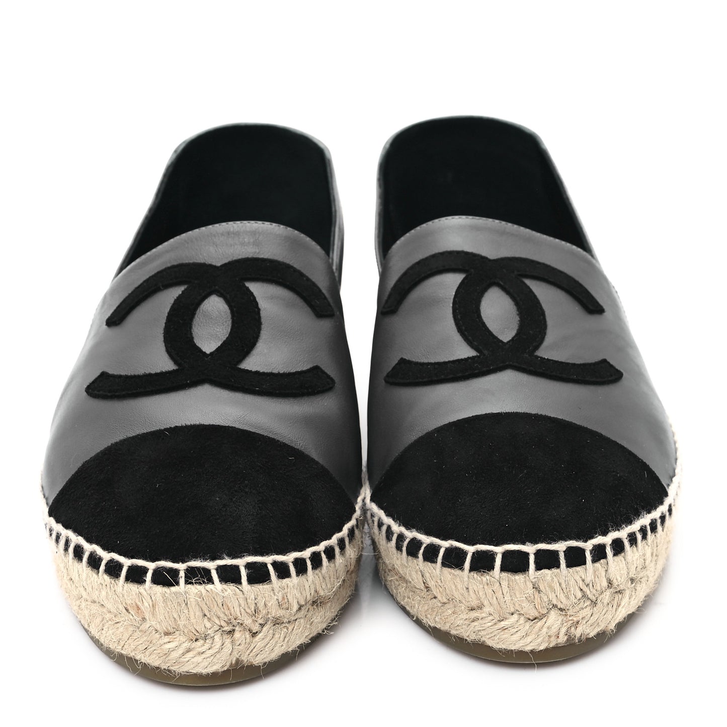 Calfskin Kid Suede CC Espadrilles 41 Dark Gray Black