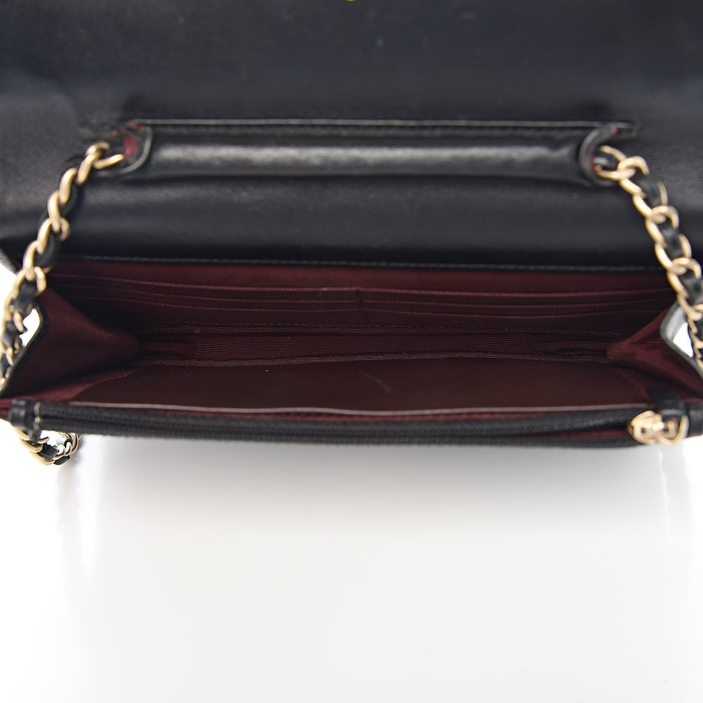 Lambskin Quilted Wallet On Chain WOC Black