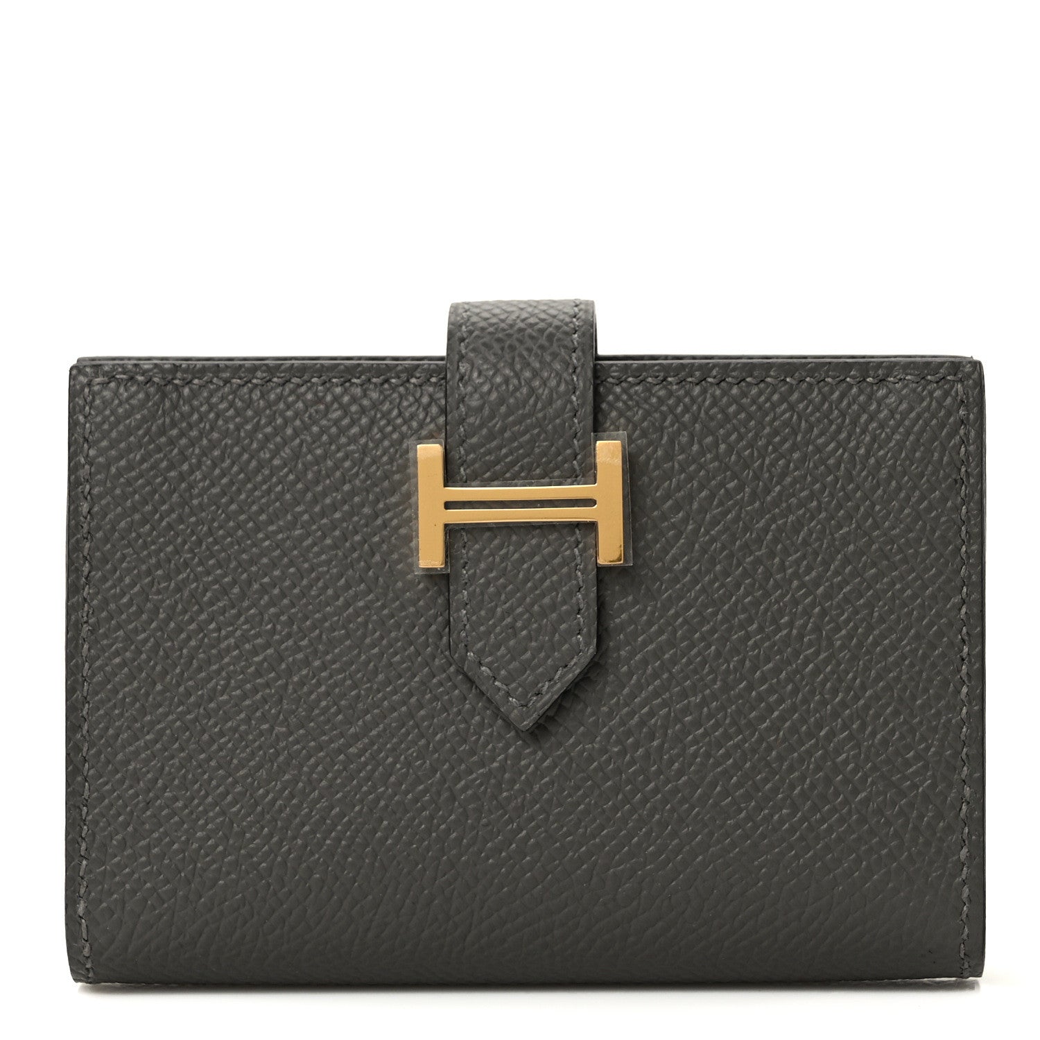 Hermes Epsom Bearn Card Holder Wallet Gris Meyer 1 of 8