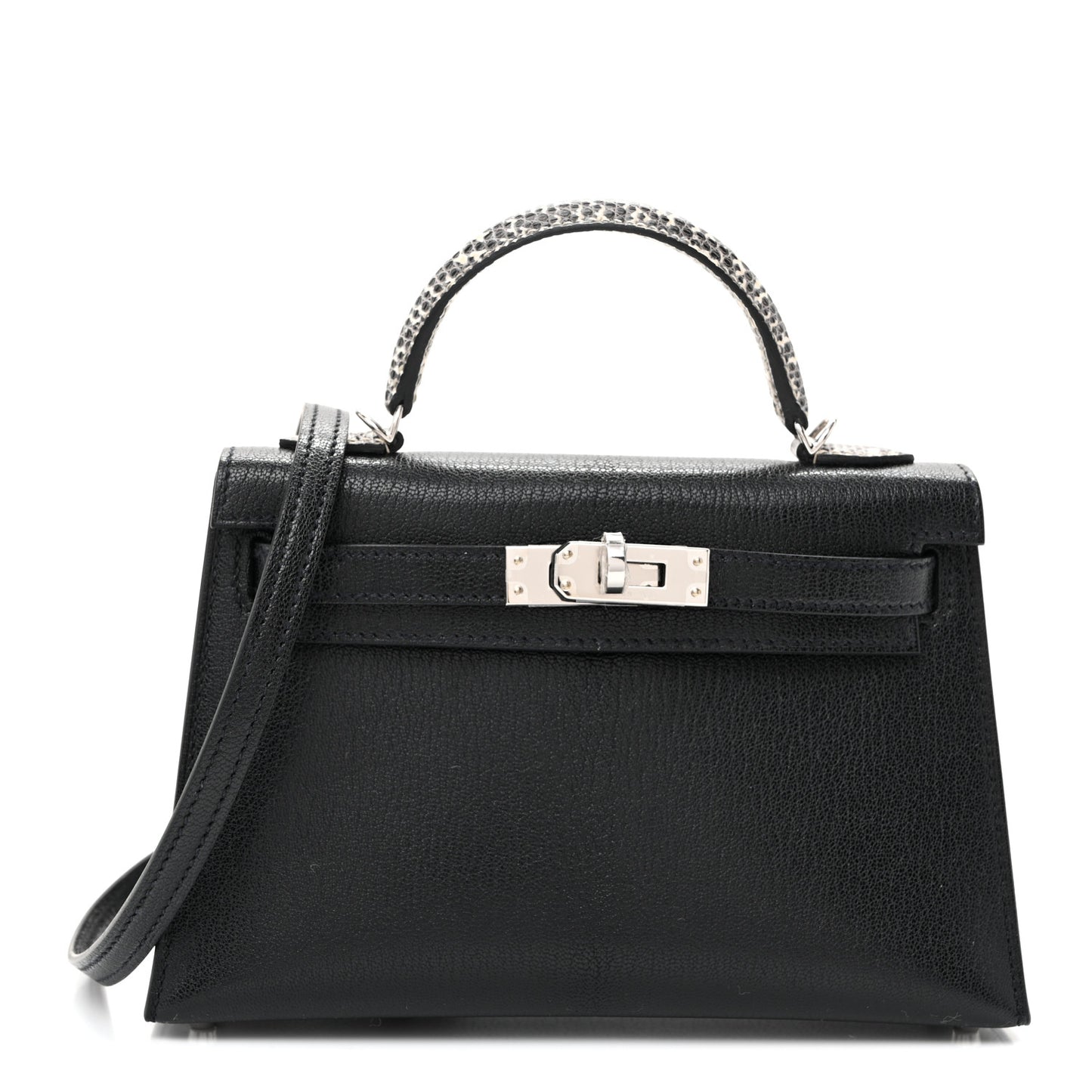 Chevre Chamkila Lizard Mini Kelly Sellier Touch 20 Black Ombre