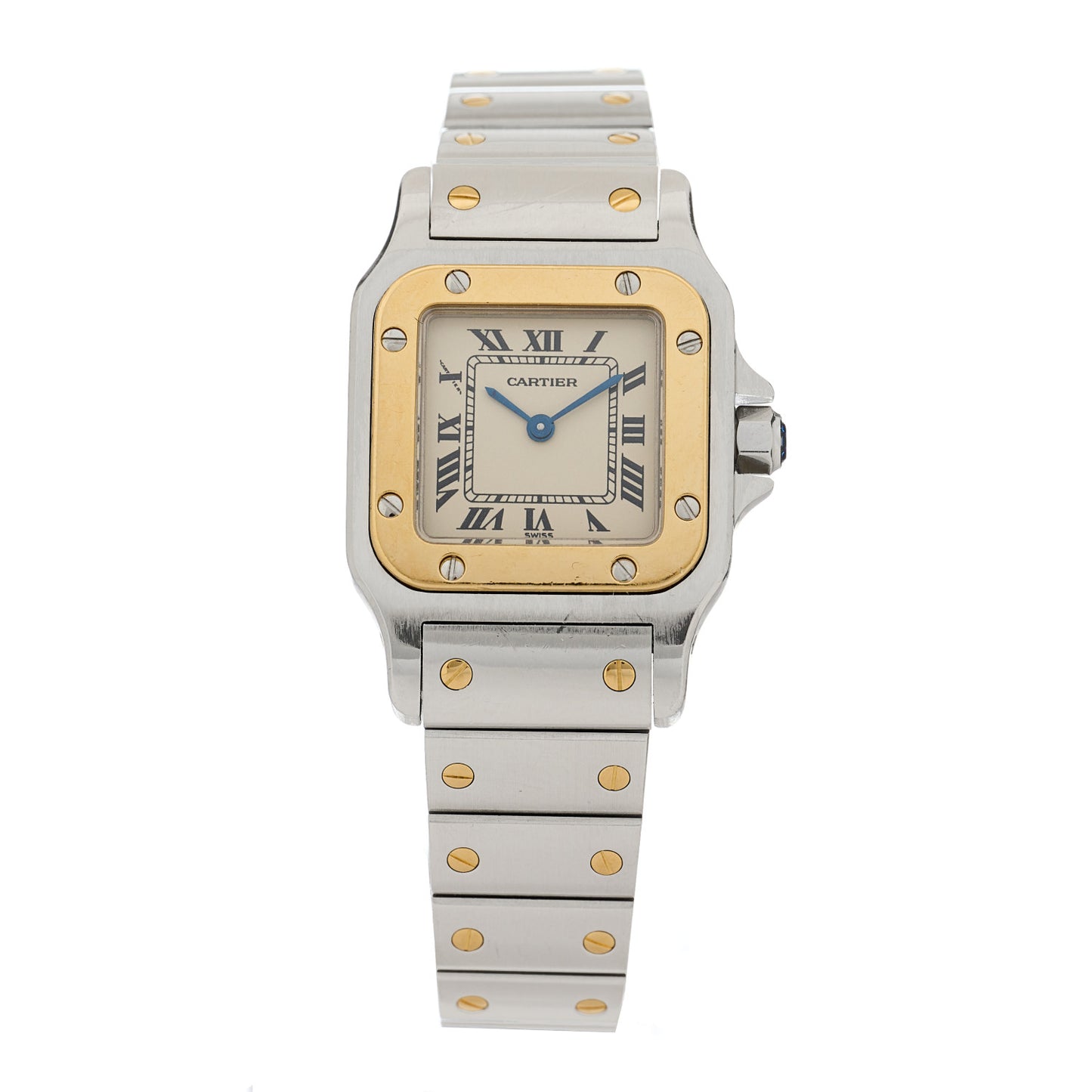 Stainless Steel 18K Yellow Gold 24mm Santos De Cartier Galbee Quartz Watch