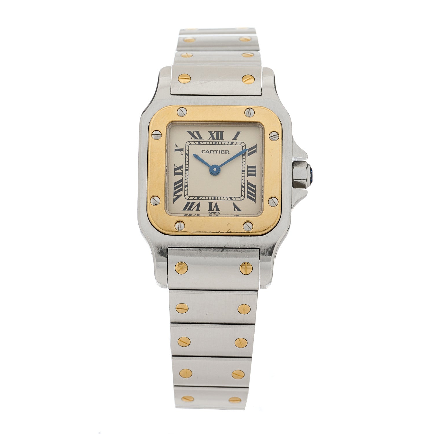 Cartier Stainless Steel 18K Yellow Gold 24mm Santos De Cartier Galbee Quartz Watch 1 of 4