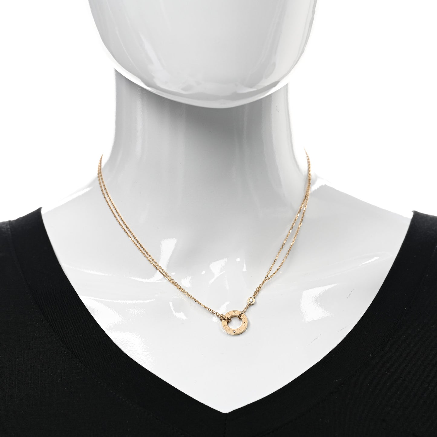 18K Yellow Gold 2 Diamond LOVE Necklace