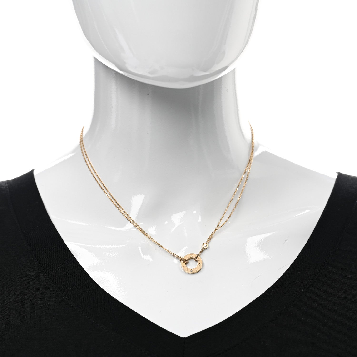 Cartier 18K Yellow Gold 2 Diamond LOVE Necklace 2 of 5