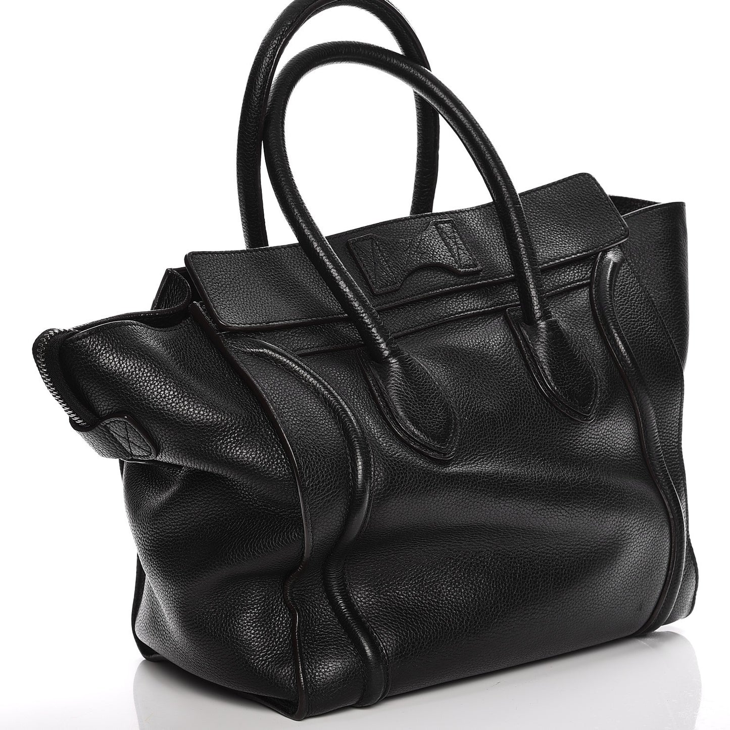 Drummed Calfskin Mini Luggage Black