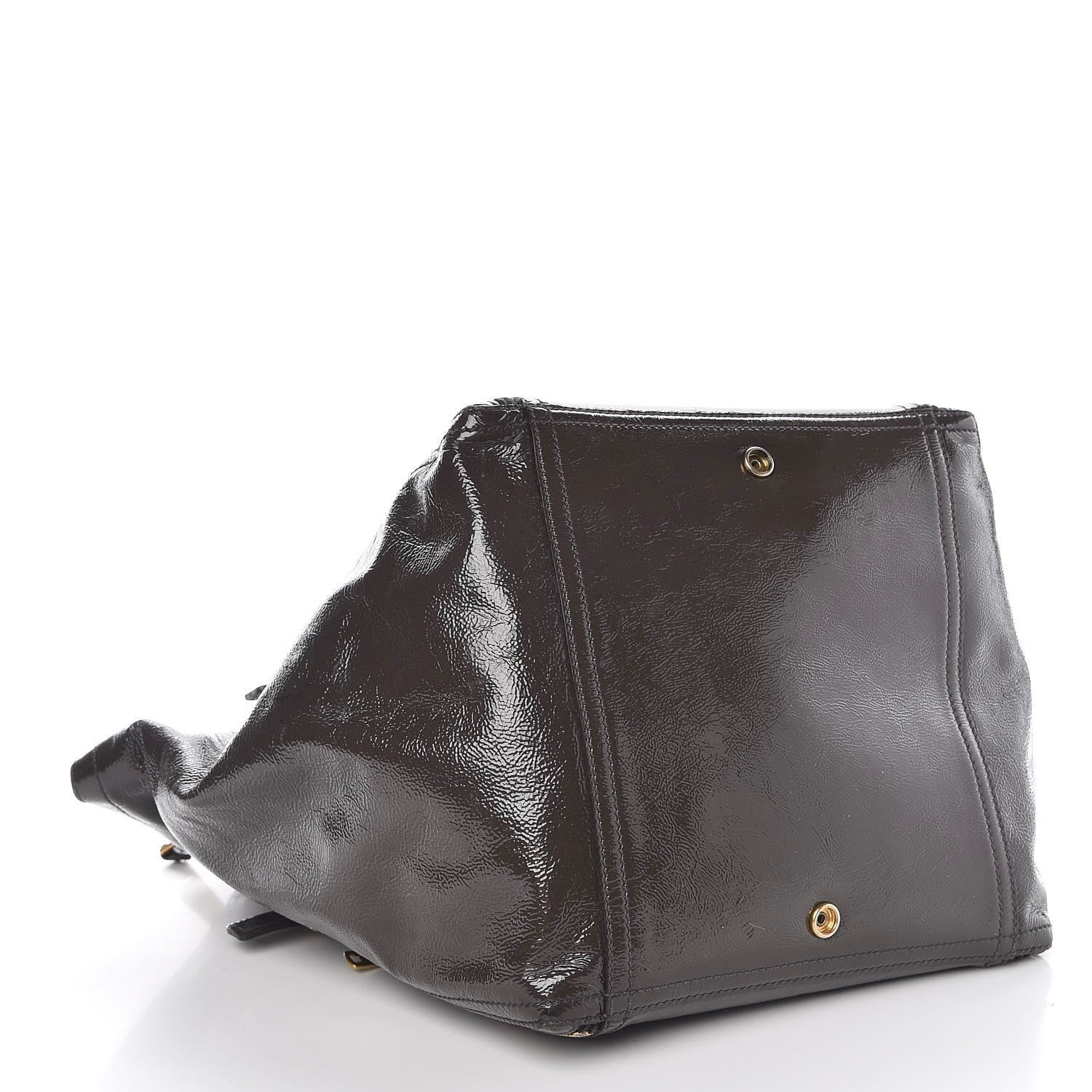 Saint Laurent Patent Medium Downtown Tote Grey 4 of 17