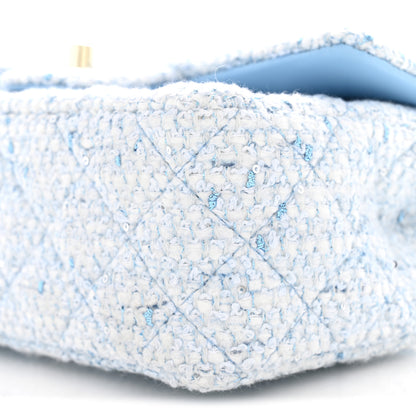 Chanel Tweed Quilted Mini Rectangular Flap Blue White Silver 10 of 11