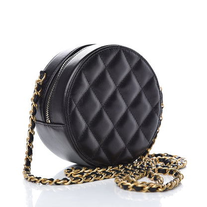 Chanel Calfskin Quilted Egyptian Amulet Round Clutch With Chain Black 3 of 8