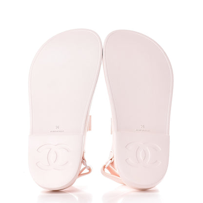 Chanel Rubber CC Flat Sandals 36 Pale Pink 5 of 9