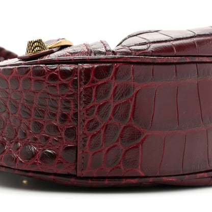 Balenciaga Extra Supple Calfskin Crocodile Embossed Le Cagole Shoulder Bag XS Dark Red 9 of 9