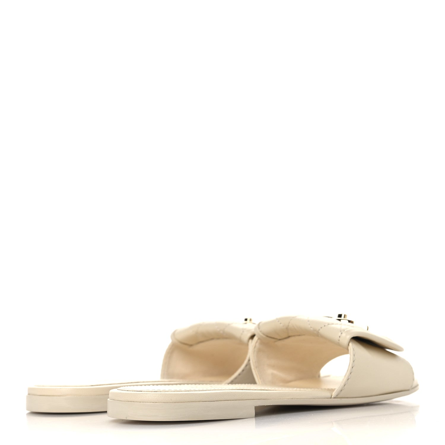 Chanel Lambskin Quilted Turnlock Flat Mules 35.5 Ivory 5 of 10