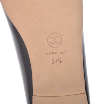 Chanel Patent Calfskin CC Cap Toe Ballerina Flats 39.5 Dark Grey 6 of 12