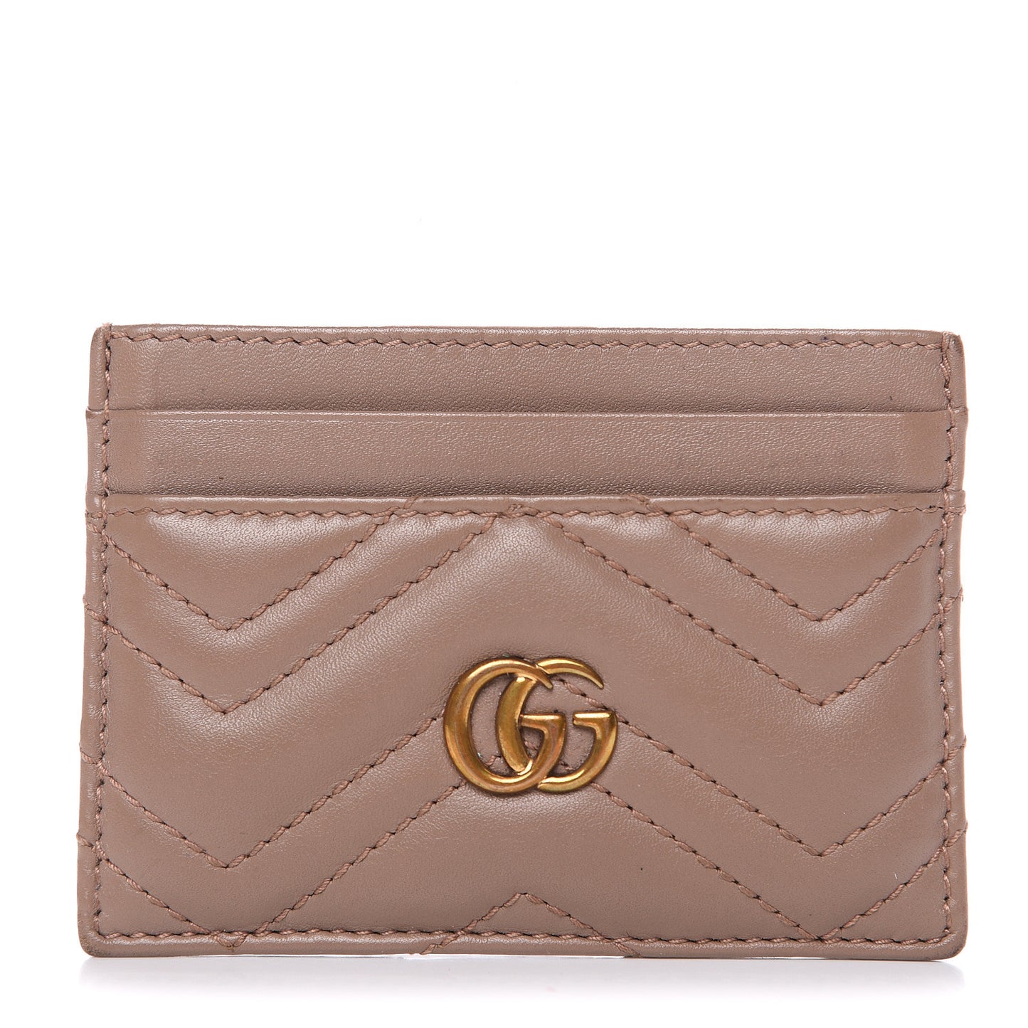Calfskin Matelasse GG Marmont Card Holder Porcelain Rose