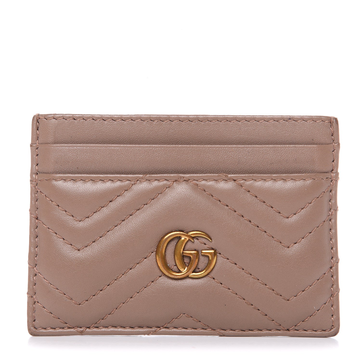 Gucci Calfskin Matelasse GG Marmont Card Holder Porcelain Rose 1 of 9